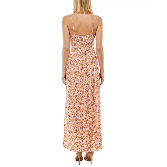 As U Wish Juniors' Molded-Cup Maxi Dress, Pink Floral, Size M - Picture 2 of 3